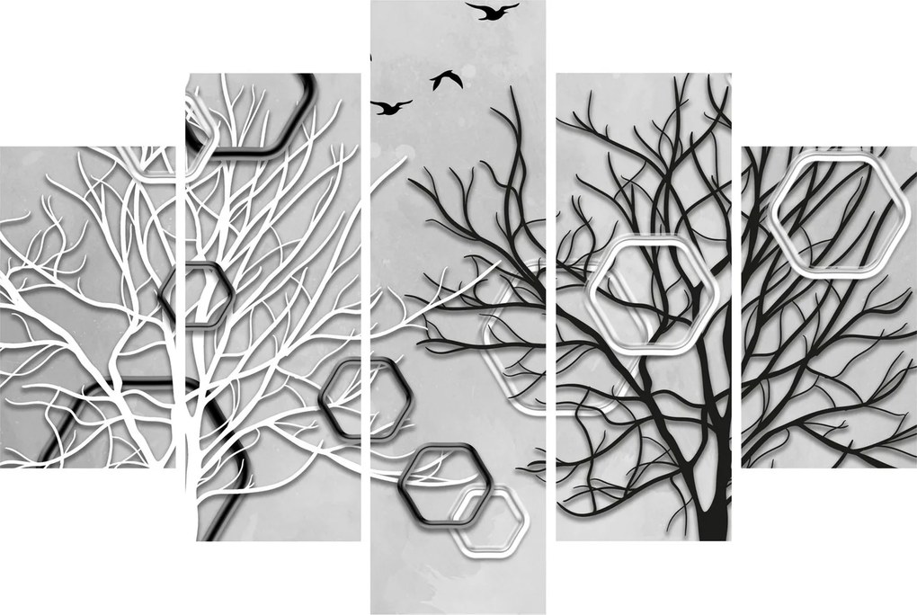 Tablou abstract cu pomi (150x105 cm)