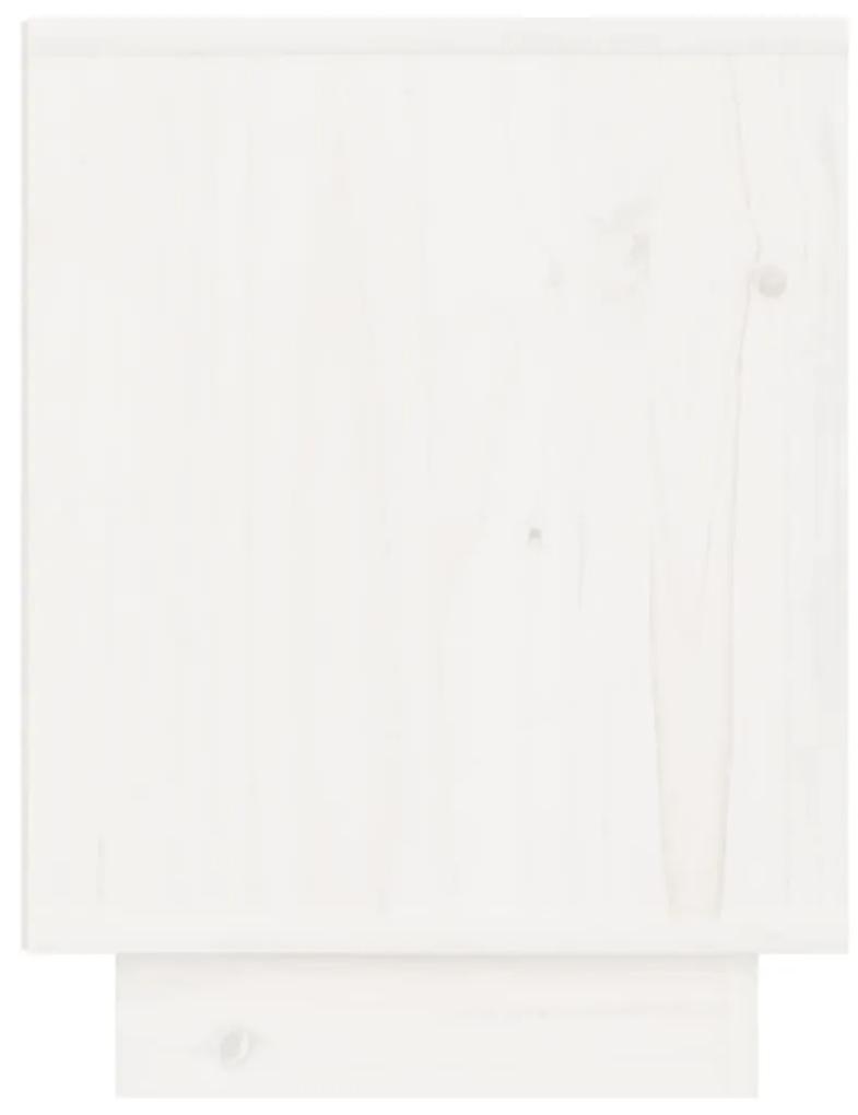 Noptiere, alb, 2 buc., 40x30x40 cm, lemn masiv de pin 2, Alb
