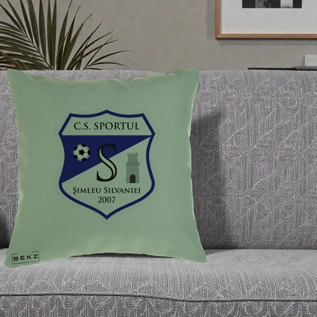 Perna Personalizata CS Sportul Simleu Silvaniei 2007, 40x40 cm, Verde, Husa Detasabila, Perna Inclusa, BEKZ®