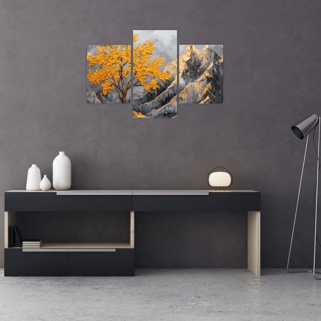 Tablou – Arbore auriu în munți (90x60 cm)