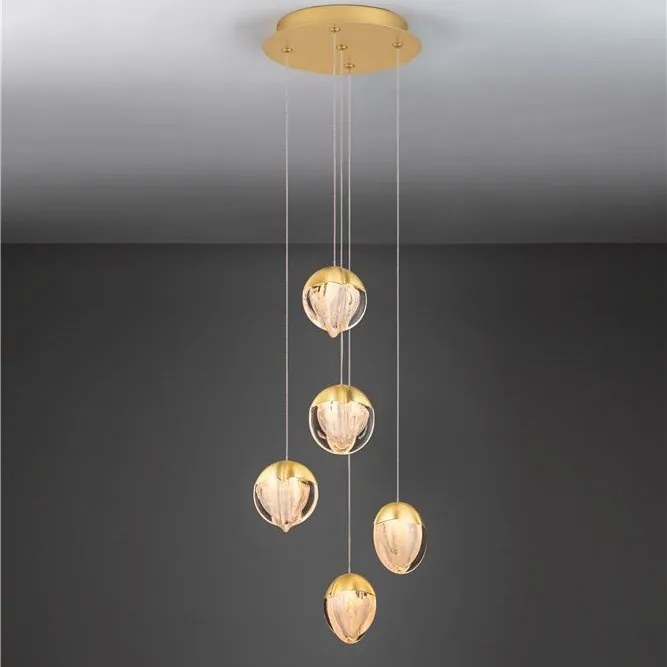 Lustra cu 5 pendule LED ALICIA auriu