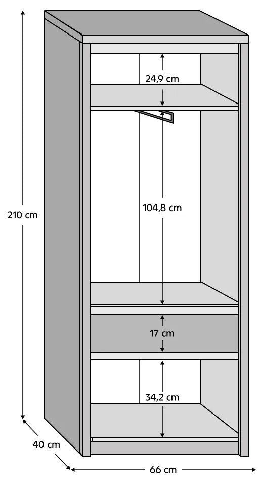 Dulap pentru umerase 4D1S 70, stejar sonoma, NORTY TYP 22