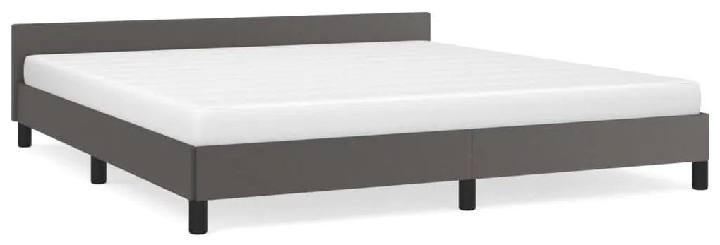 347517 vidaXL Cadru de pat cu tăblie, gri, 180x200 cm, piele ecologică