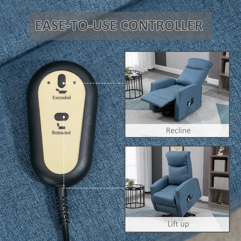 HOMCOM Fotoliu Recliner cu 8 Puncte de Masaj, Rabatabil la 135° cu Suport pentru Picioare, 74,5x87,5x110 cm, Albastru | Aosom Romania