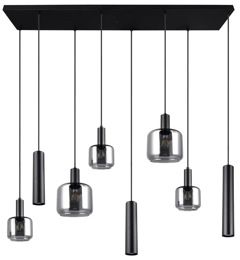 Lustră neagră cu abajur din metal/cu abajur din sticlă Mataro – Trio