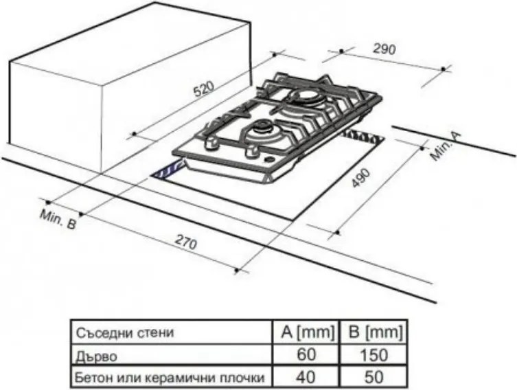 Plita cu gaz incorporabila Finlux FX 320SIX, 3000 W, Doua arzatoare, 500°C, Gratar din fonta, Otel inoxidabil