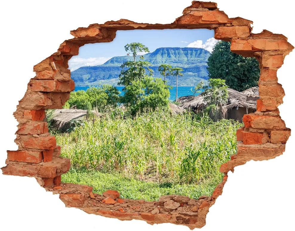 Fototapet un zid spart cu priveliște Lacul Malawi