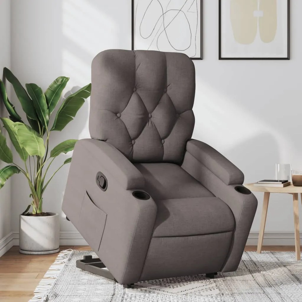 vidaXL Fotoliu rabatabil cu ridicare pe verticală, gri taupe, textil