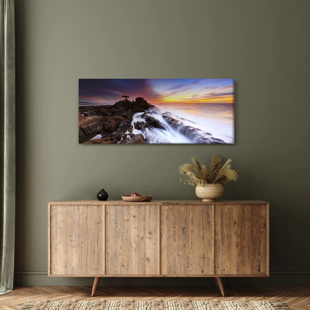 Tablou cu munți în ceață (120x50 cm)