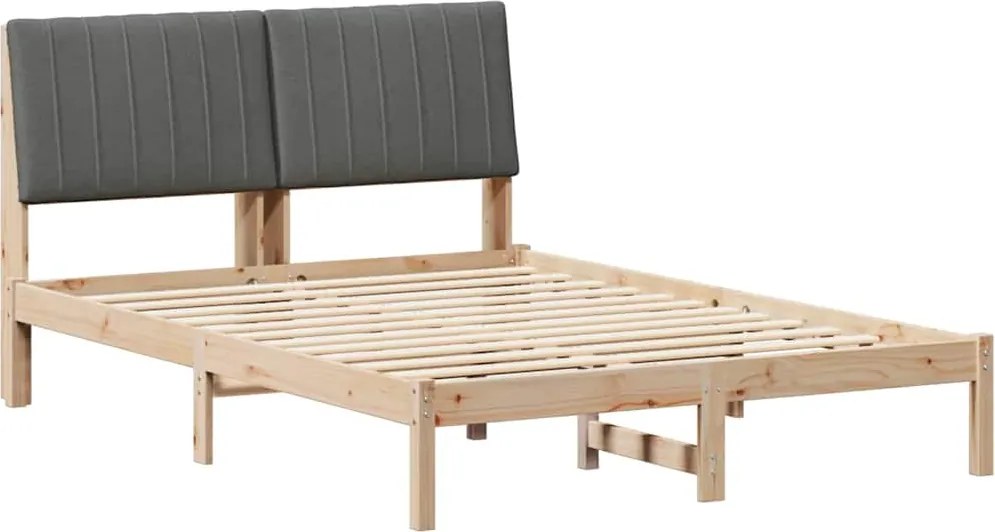 vidaXL Cadru de pat cu headboard Maro 135 x 190 cm Lemn de pin masiv