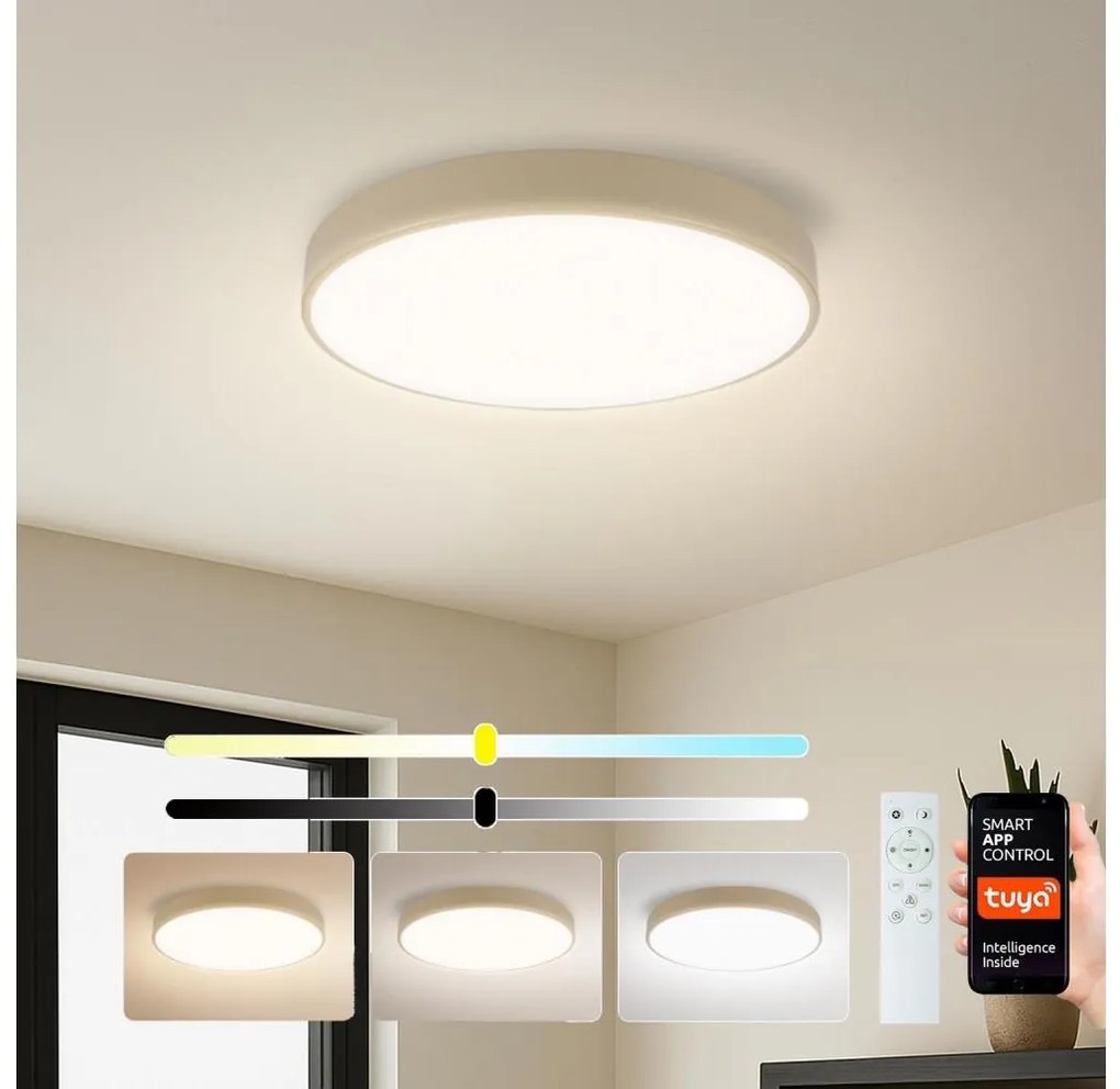 Brilagi - Corp de iluminat LED dimabil POOL SMART LED/48W/230V Ø 40 cm Wi-Fi Tuya, bej + telecomandă