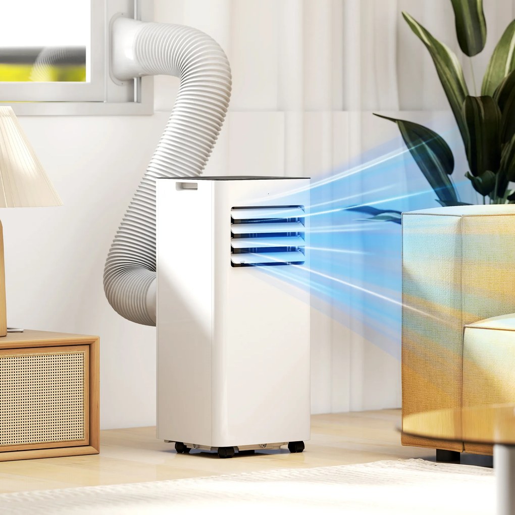 HOMCOM Climatizor mobil 9000 BTU/h 3 în 1 răcire ventilator dezumidificator temporizator 24H și telecomandă alb | Aosom Romania