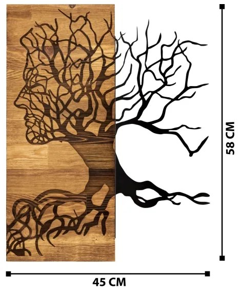 Decorațiune de perete 45x58 cm lemn/metal Pomul vieții