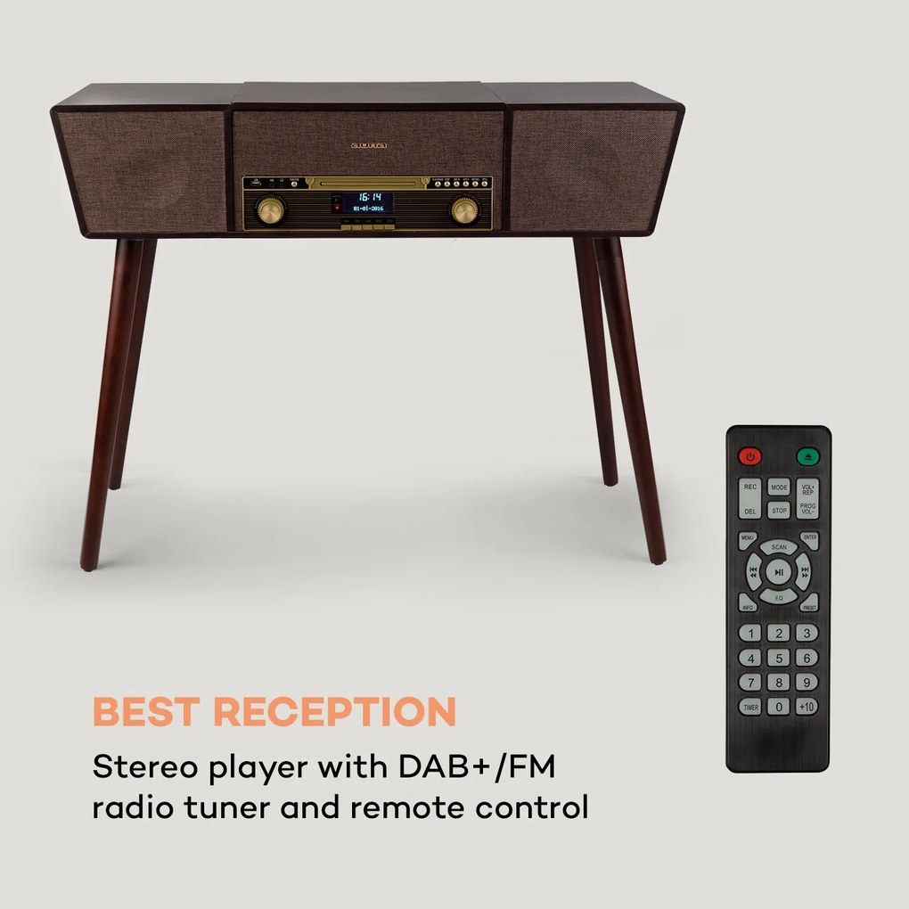 Auna Belle Epoque 1912, gramofon retro, CD, BT, USB, DAB+/FM, maro