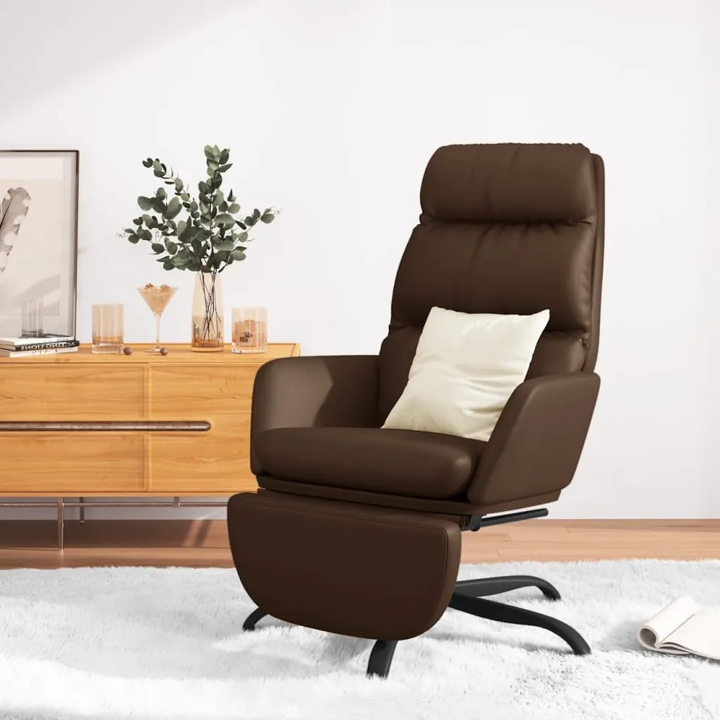 3097544 vidaXL Scaun de relaxare cu taburet, maro, piele ecologică