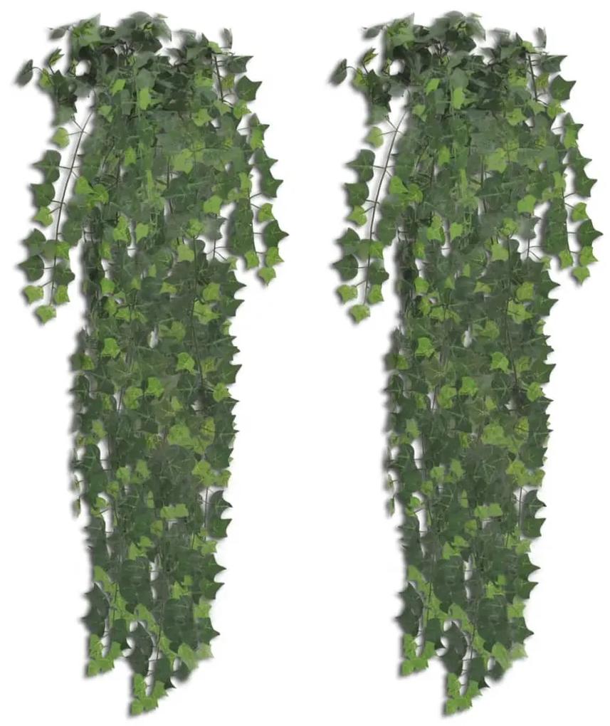 vidaXL Iederă verde artificială, 2 tufe, 90 cm