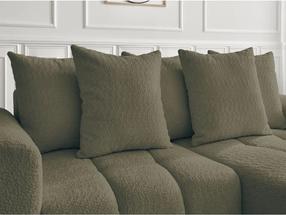 Colțar kaki extensibil/cu spațiu de depozitare cu tapițerie din țesătură bouclé (cu colț pe partea dreaptă/cu șezlong) Roxelane – Bobochic Paris