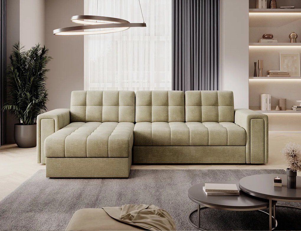 Coltar extensibil reversibil 3 locuri ELTAP, Blenvi, 260x150x82 cm, lemn/poliester, bej deschis