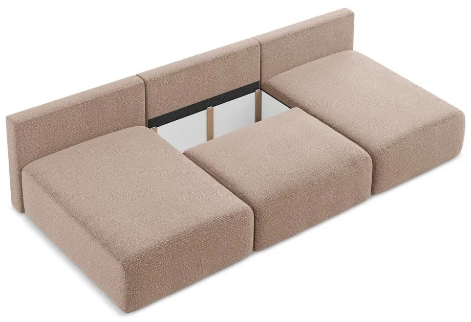 Colțar maro deschis extensibil/cu spațiu de depozitare Kalena – Makamii