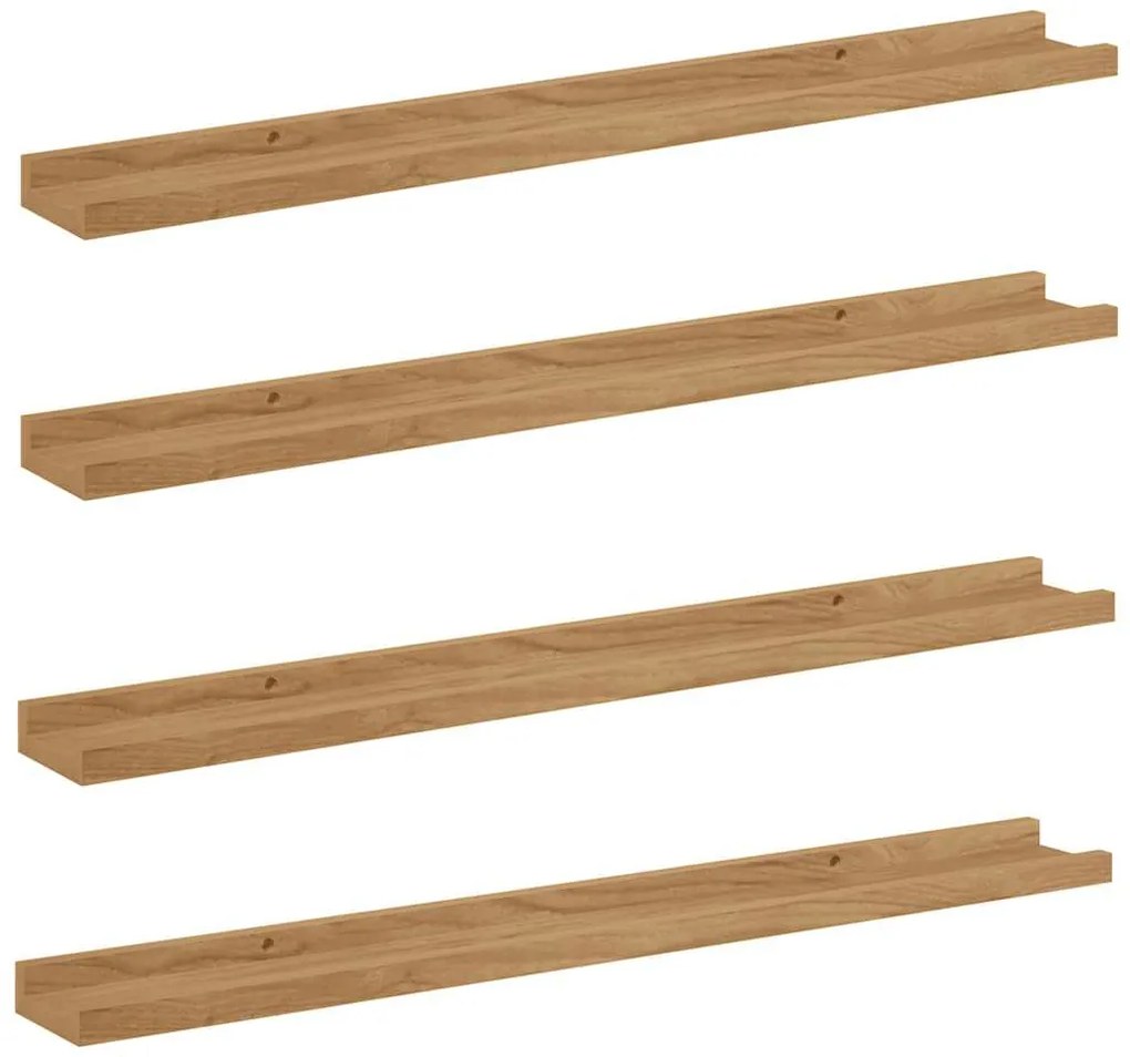 vidaXL Raft de perete cu raft 4 pcs Maro 80 x 9 x 3 cm Lemn compozit