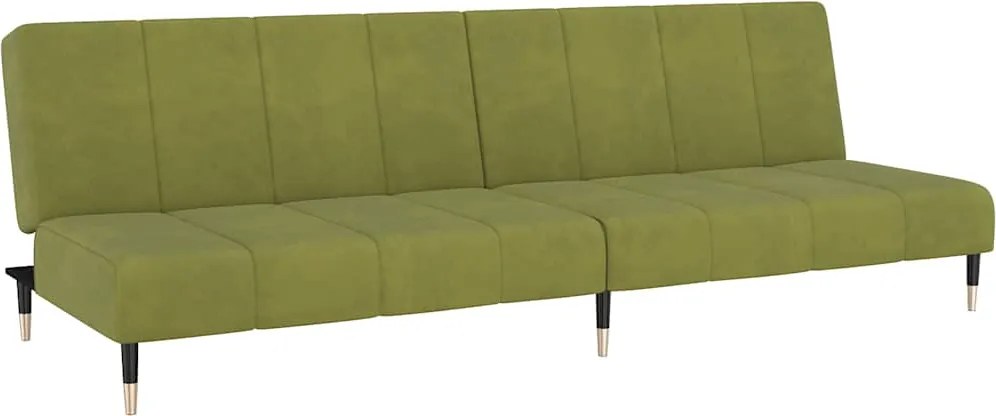 vidaXL Canapea extensibilă cu 2 locuri, verde deschis, catifea