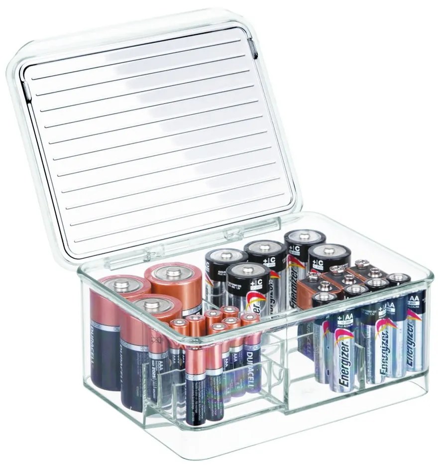 Organizator transparent compartimentat cu capac iDesign Linus, 17 x 14 cm