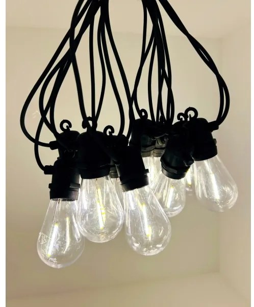 Ghirlandă decorativă LED pentru exterior, 10 LED, 0,36 W, 230 V, 8 m, IP44, negru