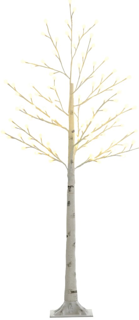 HOMCOM Mesteacăn artificial cu 120 LED-uri, 3 trepte de luminozitate, ramuri pliabile, IP44, 150 cm, Alb | Aosom Romania