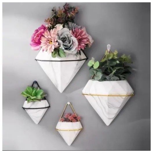 SET 2x ghiveci de flori de perete SEMELA 23x20 cm auriu