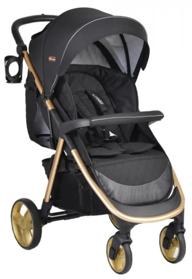 Carucior nou nascuti 3 in 1 NOVOKIDS™ Noble Deluxe, Cadru Aluminiu Gold , Amortizoare, Roti din cauciuc plin AVE, Landou, Scoica auto, Spatar