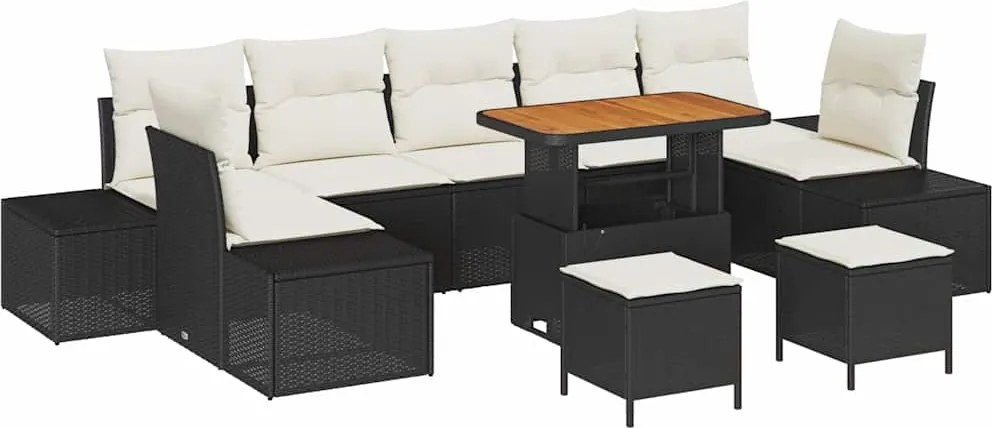 vidaXL Set de canapele pentru grădină 10 pcs Negru Rattan poli