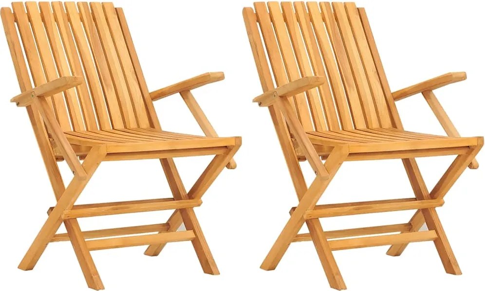 vidaXL Scaune de grădină pliante, 2 buc., 61x67x90 cm, lemn masiv tec