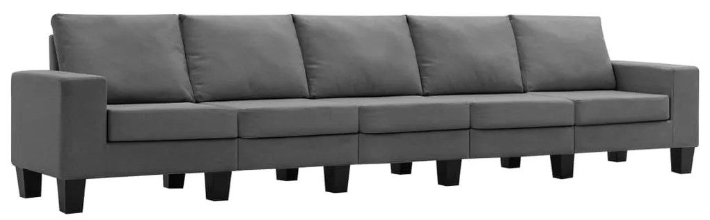 287141 vidaXL Canapea cu 5 locuri, gri închis, material textil