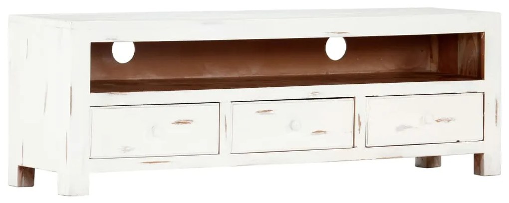 vidaXL Comodă TV, alb, 120 x 30 x 40 cm, lemn masiv de acacia