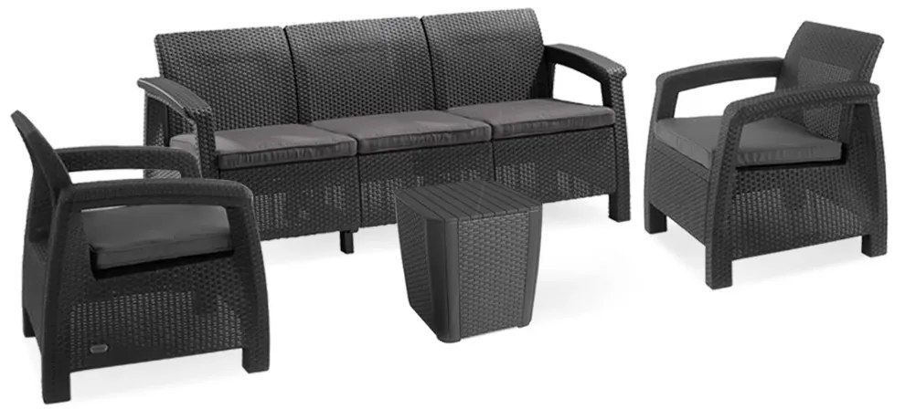 Set de mobilier de grădină Corfu Love duo cu masă Luzon grafit