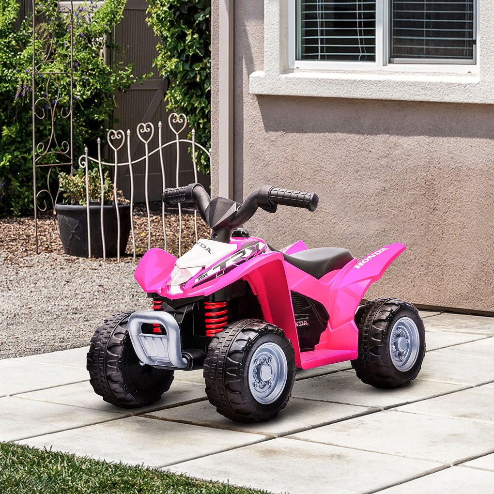 AIYAPLAY ATV Electric, Mini Motocicletă pentru Copii 18-36 Luni cu Lumini LED, Claxon și Pedale, 65,5x38,5x43,5 cm, Roz | Aosom Romania