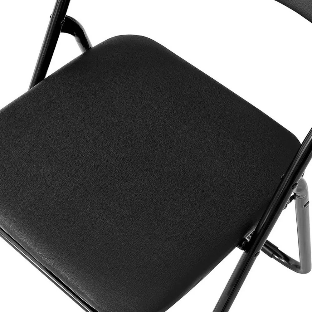 Scaun pliabil pentru living, bucatarie si camping HouseXL™ Black Folding Chair 2800, Dimensiuni 43X45X78 cm, Design ergonomic, Picioare metalice,