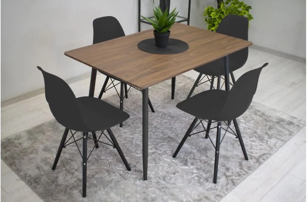 Scaune de sufragerie 4buc negre, stil scandinav Dark Classic