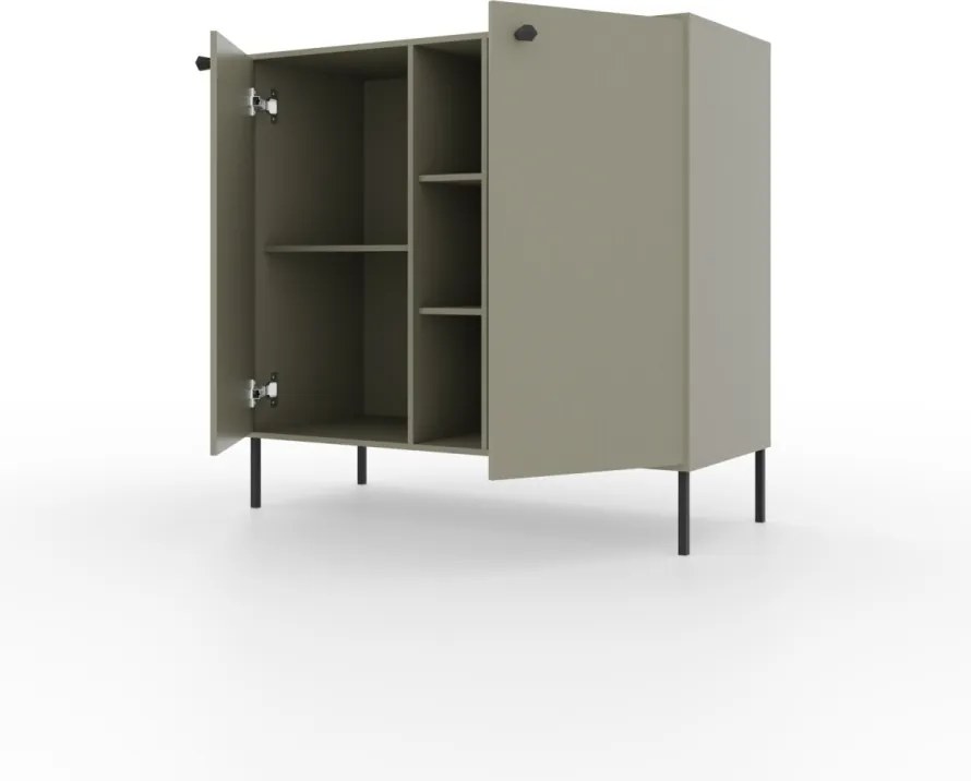 Comodă cu diua usi, 100x41x95, Tili System, ADRK Furniture (Culoare: Bej nisip / Bej nisip)