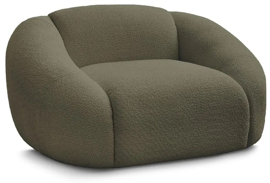 Fotoliu verde cu tapițerie din țesătură bouclé Tina – Bobochic Paris