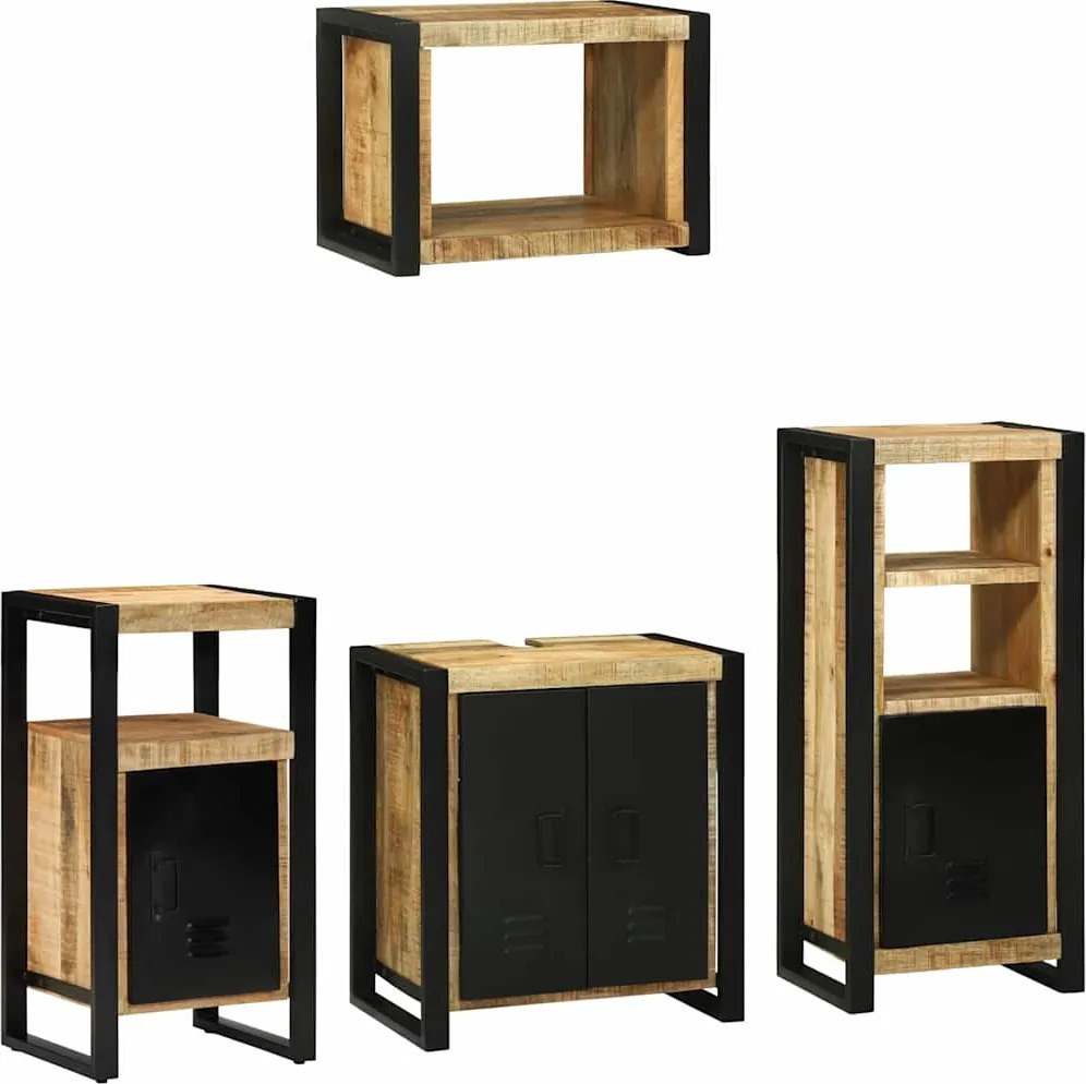vidaXL Set de mobilier pentru baie cu sertar 4 pcs Lemn de mango solid
