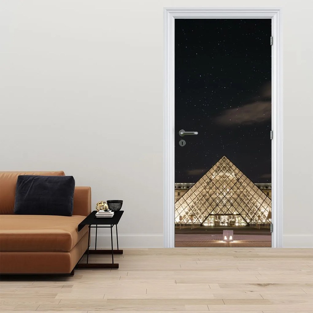 Fototapet pentru ușă - Louvre noaptea (95x205cm)