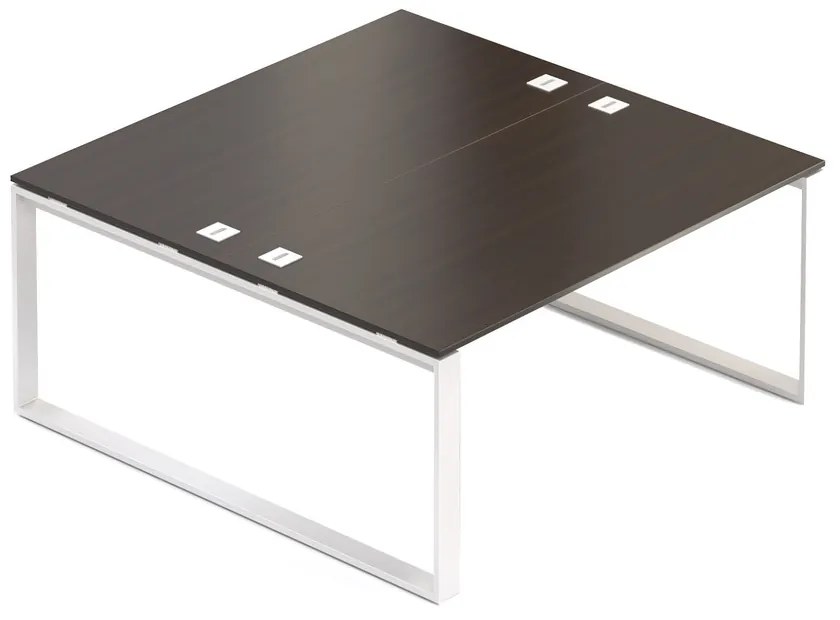 Loc de munca Creator 160 x 160 cm, baza alba, 2 picioare, wenge