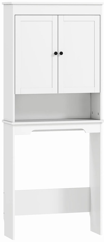 HOMCOM Dulap Peste WC cu 2 Rafturi Închise și Raft Deschis, Alb | Aosom Romania