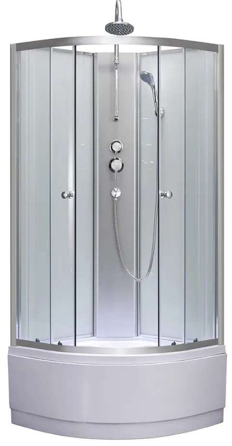 Cabină de duș Karolino 90 cu cadă adâncă albă