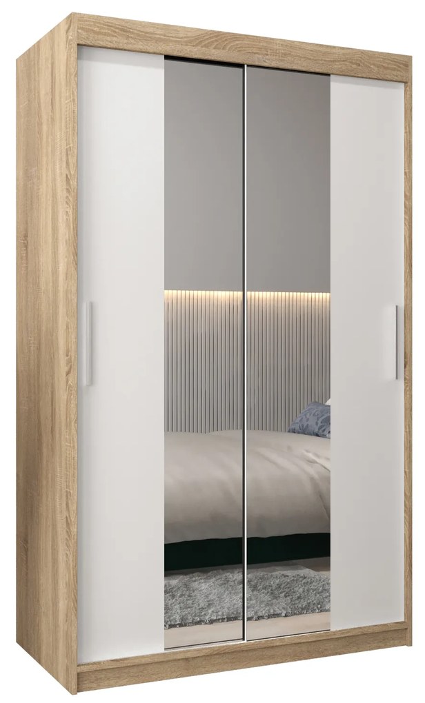 Dulap de haine 120 cm Toki 1 (stejar sonoma + alb mat). 1064898