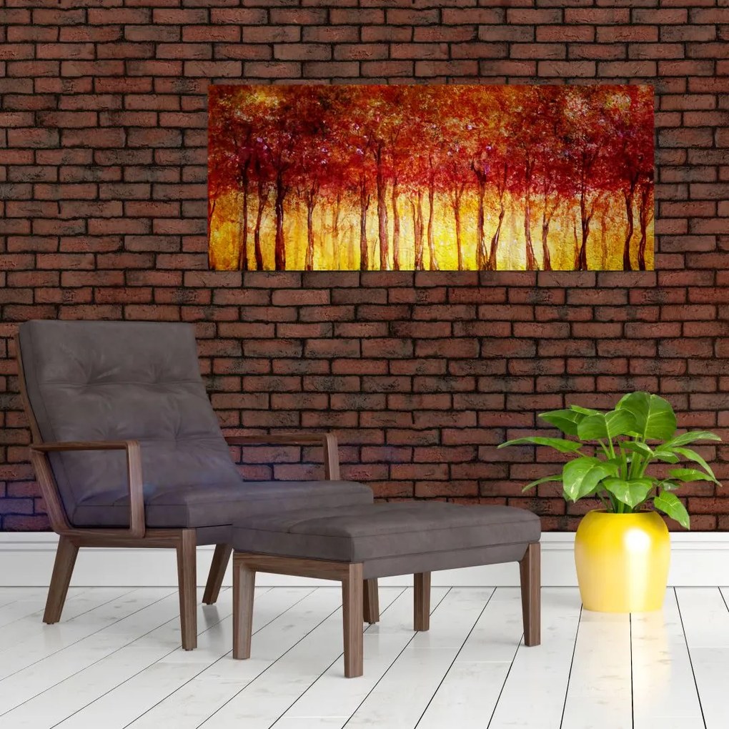 Tablou - Pictura pădurii cu frunziș (120x50 cm)