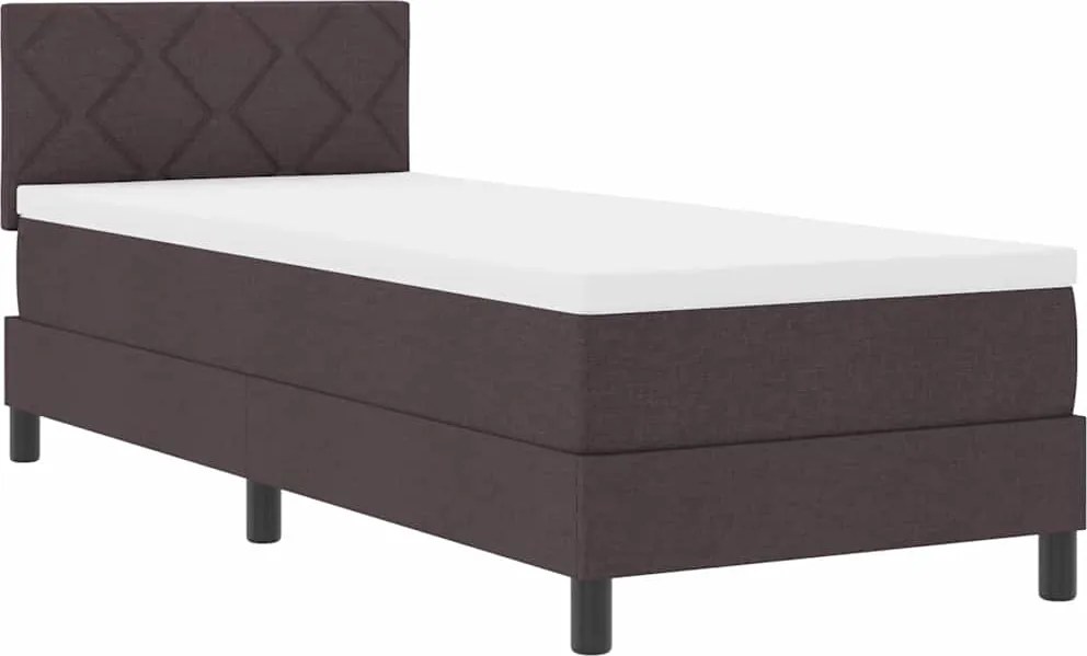 vidaXL Pat cu arcuri cu saltea cu led Maro închis 80 x 200 cm țesătură