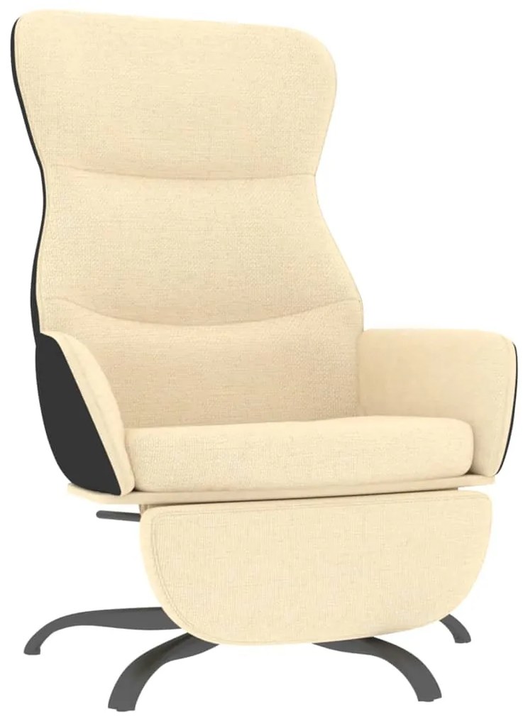 3097467 vidaXL Scaun de relaxare cu taburet, crem, material textil