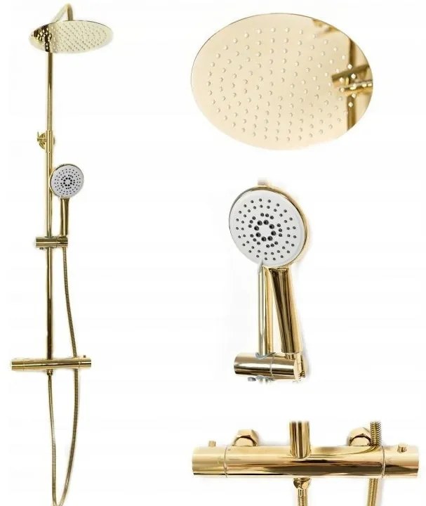 Baterie pentru dus Vincent gold reglabila - H 123,5 cm
